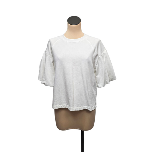 Madewell Shirt Womens Medium Short Sleeve Boxy Raglan Cotton Blend Pullover Top - Picture 1 of 8